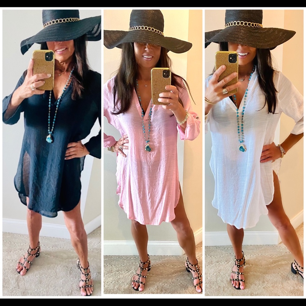 Beach Gypsy Crinkle Gauze Roll Sleeve Cover Up S-L